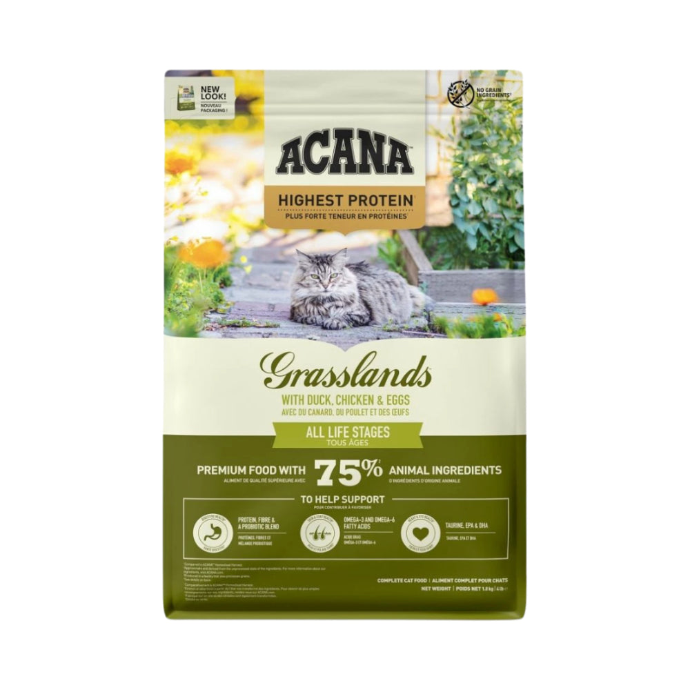 أكانا طعام جاف للقطط البالغة جميع السلالات بنكهة الدجاج ولحم البط والبيض