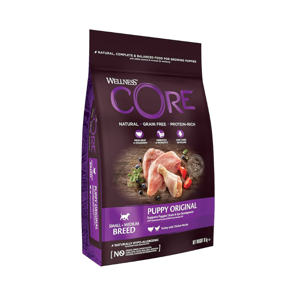 ويلنس كور بوبي اوريجينال طعام جاف للكلاب الصغيرة للسلالات الصغيرة والمتوسطة بنكهة الدجاج والديك الرومي
