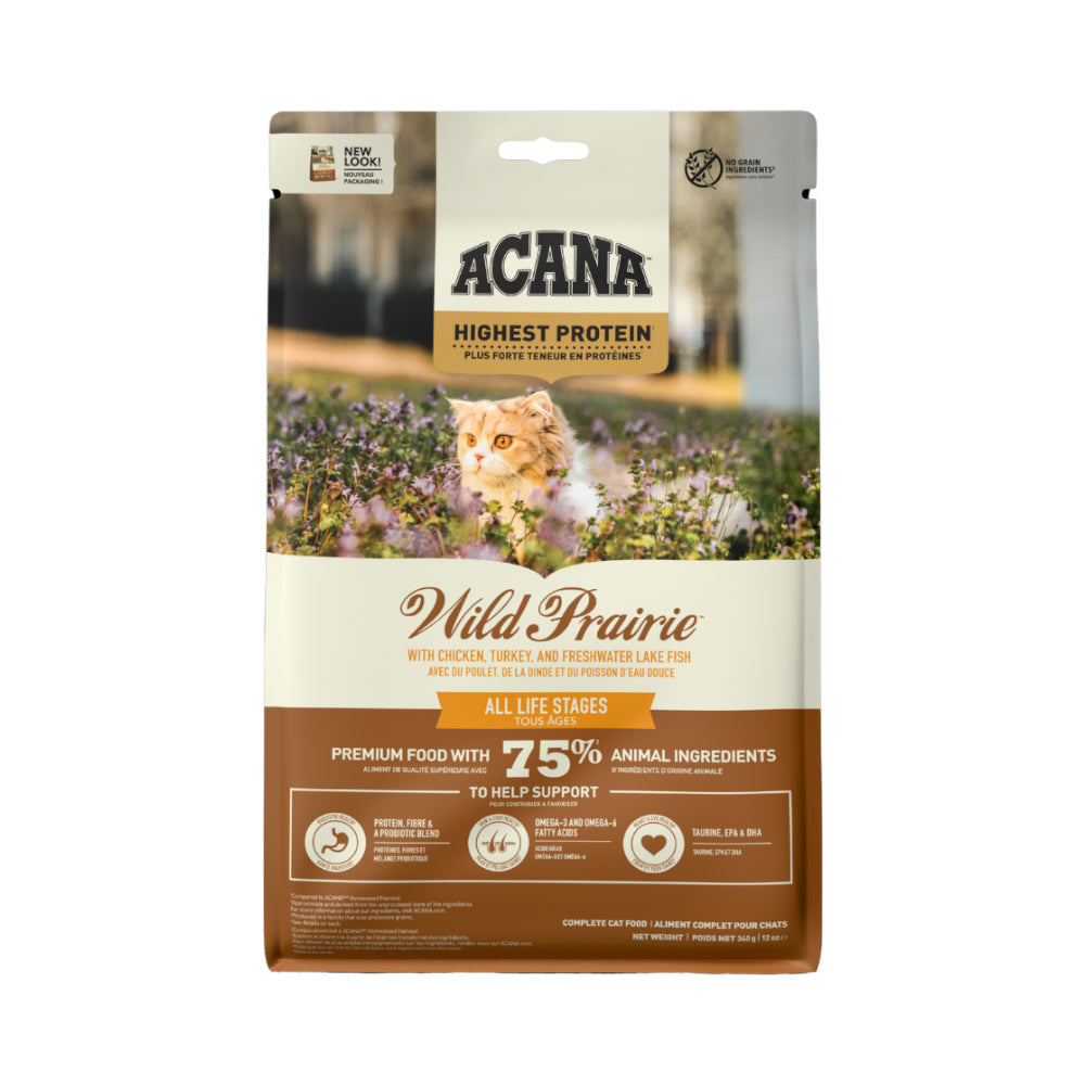 أكانا طعام جاف للقطط البالغة جميع السلالات بنكهة الدجاج والسمك والديك الرومي