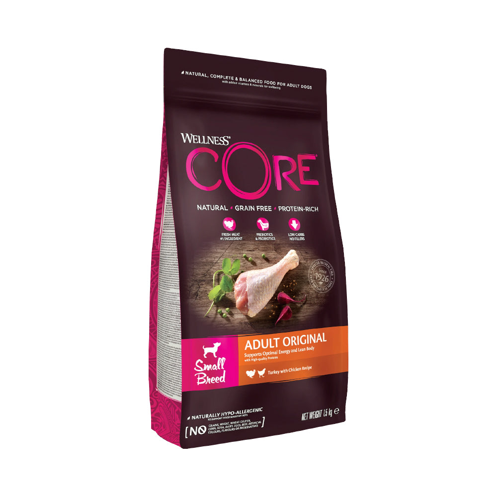 ويلنس كور طعام جاف للكلاب البالغة من السلالات الصغيرة لتعزيز الطاقة بنكهة الدجاج والديك الرومي