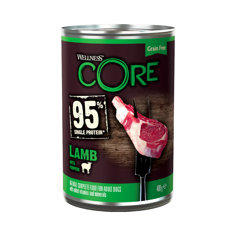 ويلنس كور بروتين احادي طعام رطب للكلاب البالغة بنكهة لحم الضأن واليقطين 400غ