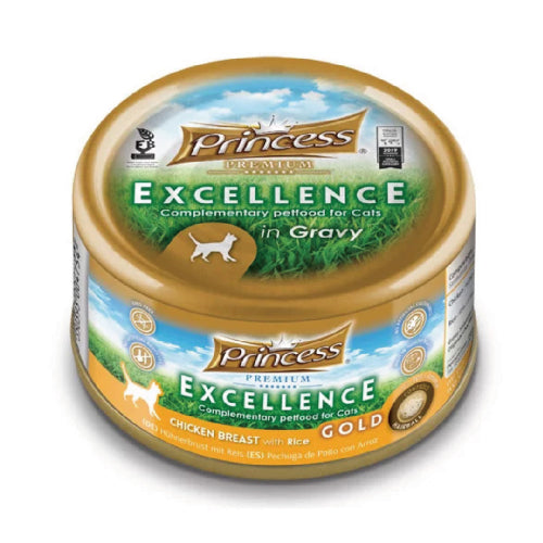 برينسيس بريميوم اكسلانس طعام رطب للقطط بنكهة صدور الدجاج مع الارز قولد في المرق 70غ