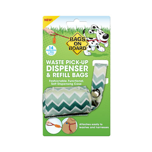باقز اون بورد حامل أكياس فضلات للكلاب قماش لون أخضر مقلم