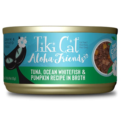 تيكي كات طعام رطب للقطط جميع الاعمار بنكهة التونة وسمك المحيط الابيض والقرع مع المرق 85غ