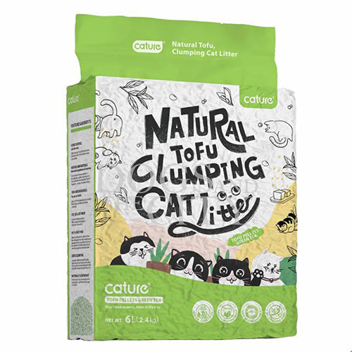 كاتشر فول الصويا "بديل الرمل" توفو صديق البيئة القابل للتحلل برائحة الشاي الاخضر 2.4 كغ