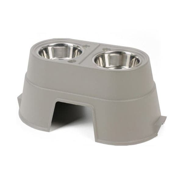 أور بيتس 12 طاولة طعام وشراب صحية مع صحن ستانلس مزدوج لون بيج