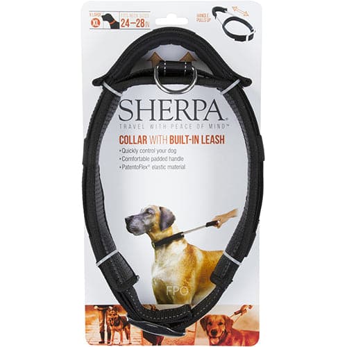 شيربا طوق مع مشد للكلاب لون اسود حجم كبير جدا