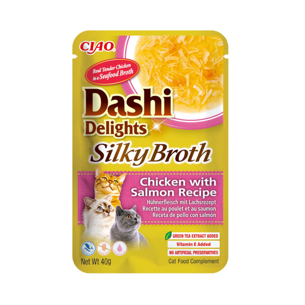 اينابا داشي ديلايتس طعام رطب تكميلي للقطط بنكهة الدجاج والسالمون المرق 40غ