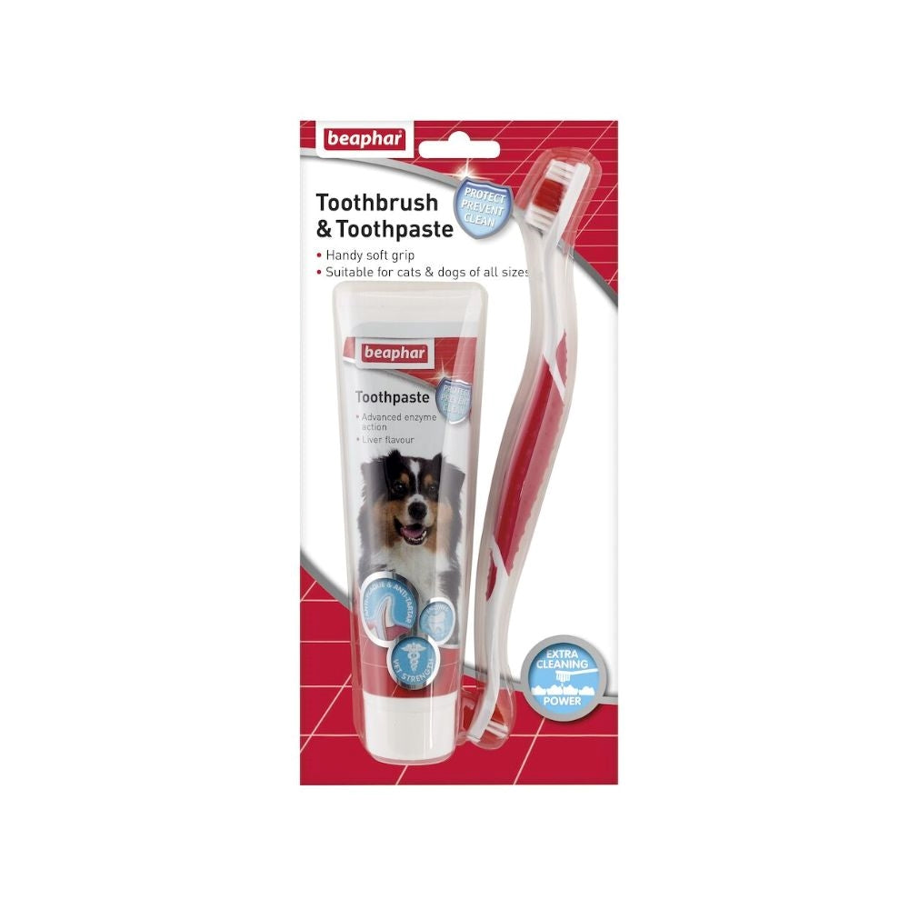 بيفار معجون أسنان مع فرشاة للكلاب والقطط 100غ