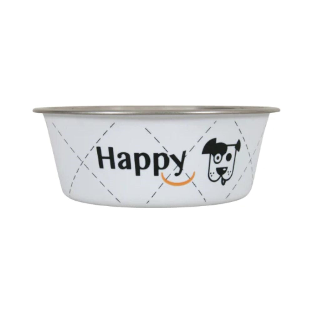 زولكس هابي صحن ستاينلس ستيل للكلاب مقاوم للصدأ مانع للإنزلاق لون ابيض